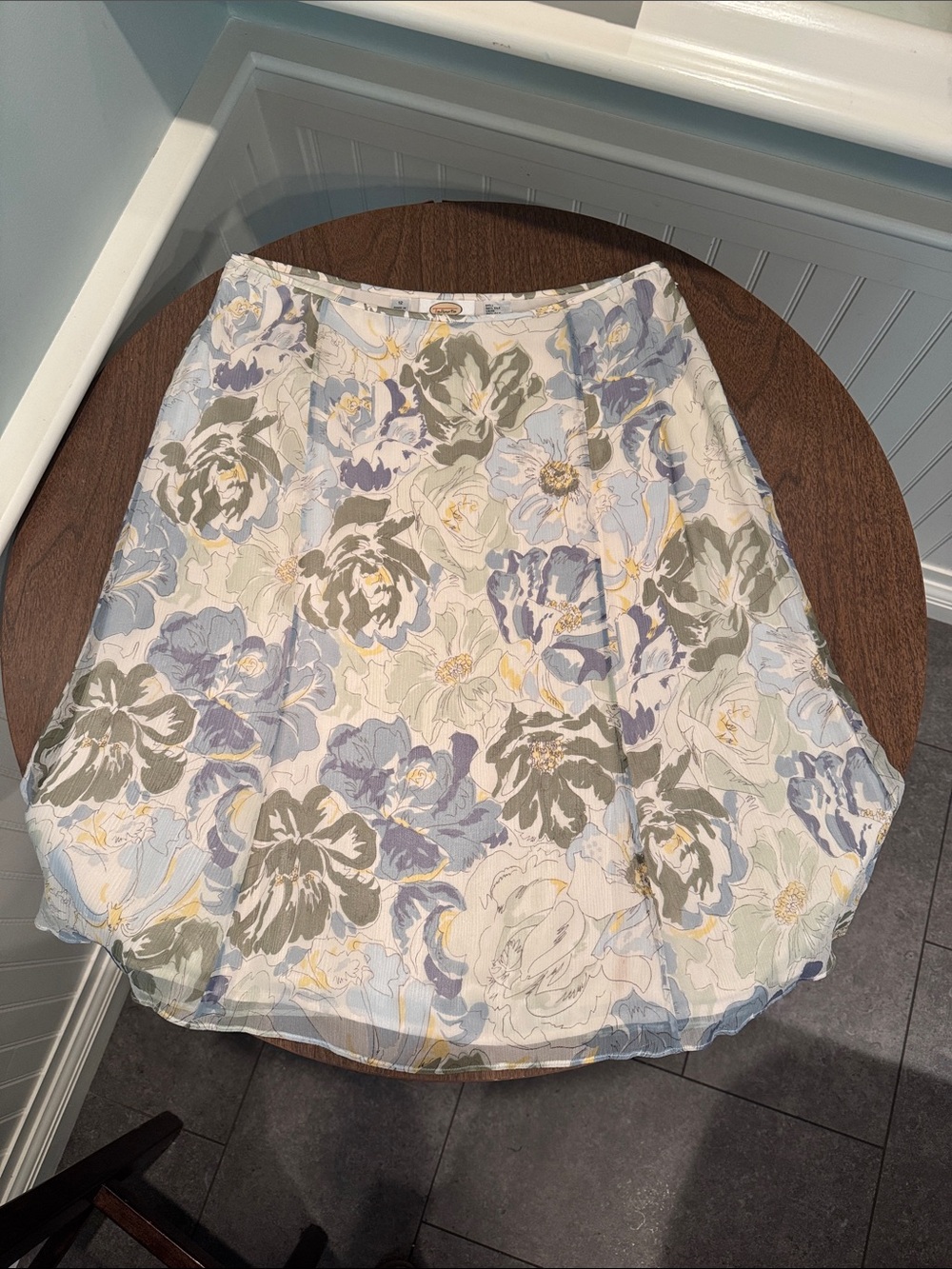 Talbots Pastel Floral Circle Skirt in Blue, Sage & Cream